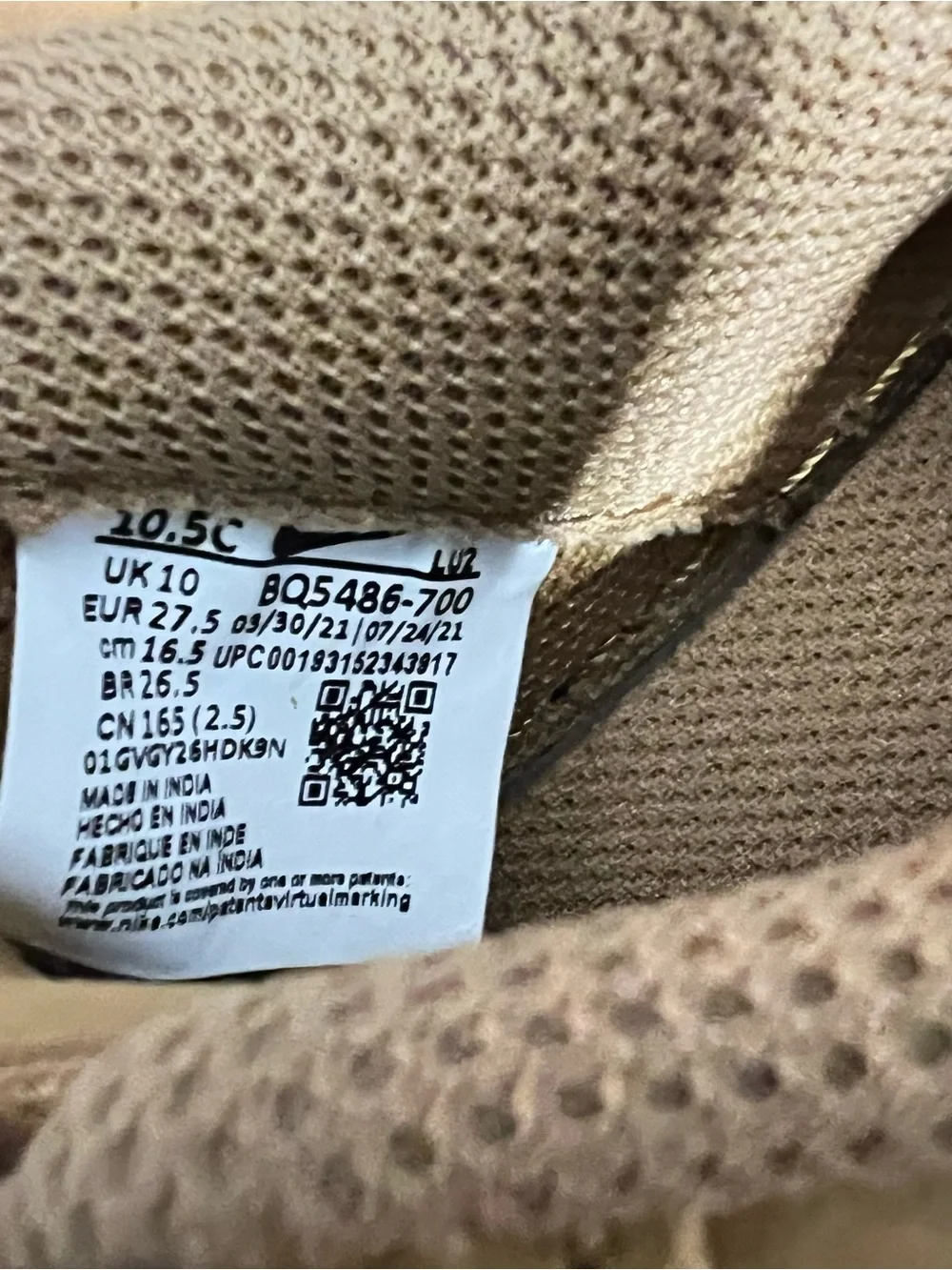 Nike Air Force 1 LV8 3 Kids Size 10.5C Shoes Wheat Gum Light Brown Athletic - Picture 6 of 7